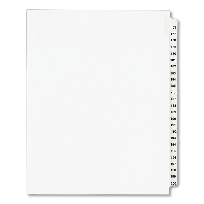 Avery Preprinted Legal Exhibit Side Tab Index Dividers, Avery Style, 25-Tab, 176 to 200, 11 x 8.5, White, 1 Set, (1337)