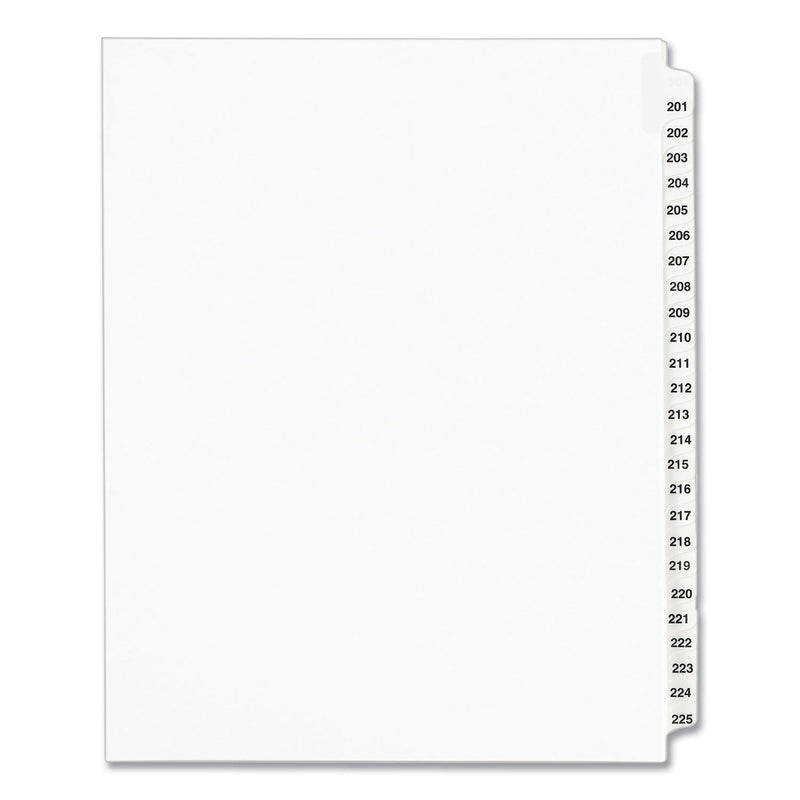 Avery Preprinted Legal Exhibit Side Tab Index Dividers, Avery Style, 25-Tab, 201 to 225, 11 x 8.5, White, 1 Set, (1338)