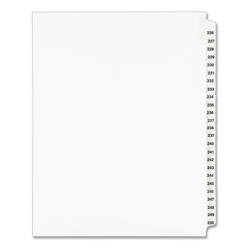 Avery Preprinted Legal Exhibit Side Tab Index Dividers, Avery Style, 25-Tab, 226 to 250, 11 x 8.5, White, 1 Set, (1339)