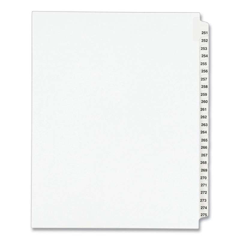 Avery Preprinted Legal Exhibit Side Tab Index Dividers, Avery Style, 25-Tab, 251 to 275, 11 x 8.5, White, 1 Set, (1340)
