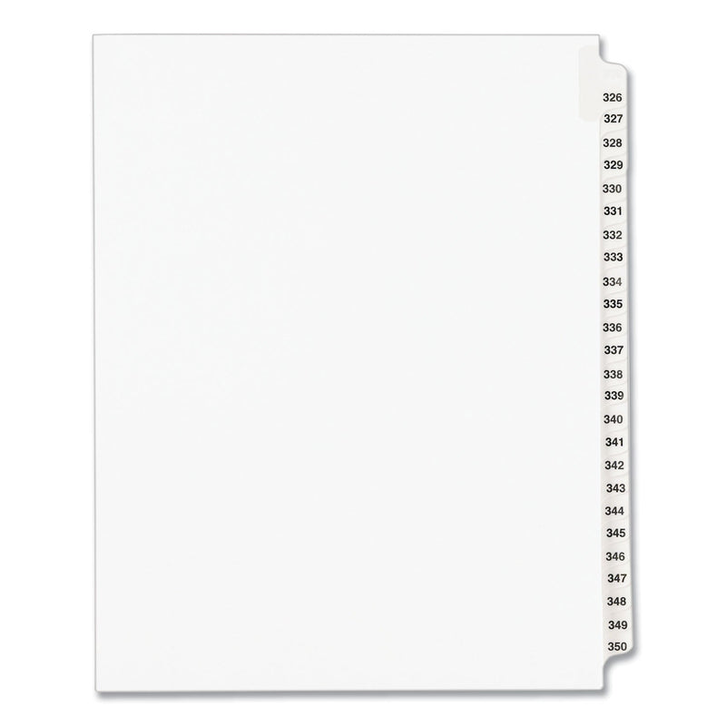 Avery Preprinted Legal Exhibit Side Tab Index Dividers, Avery Style, 25-Tab, 326 to 350, 11 x 8.5, White, 1 Set, (1343)