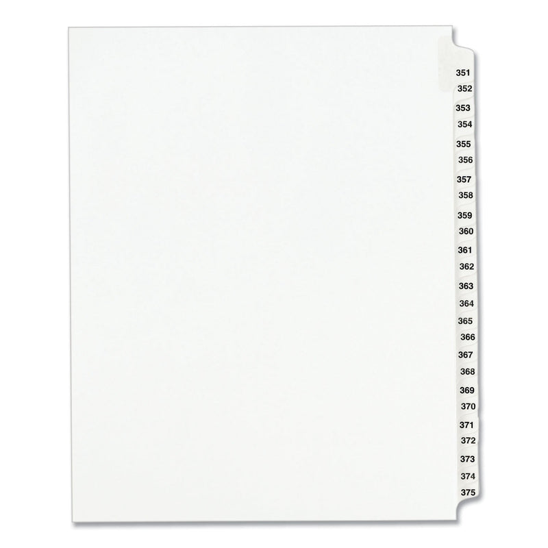 Avery Preprinted Legal Exhibit Side Tab Index Dividers, Avery Style, 25-Tab, 351 to 375, 11 x 8.5, White, 1 Set, (1344)