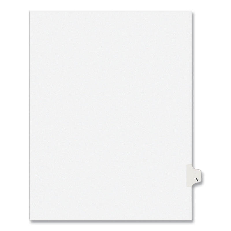 Avery Preprinted Legal Exhibit Side Tab Index Dividers, Avery Style, 26-Tab, V, 11 x 8.5, White, 25/Pack, (1422)
