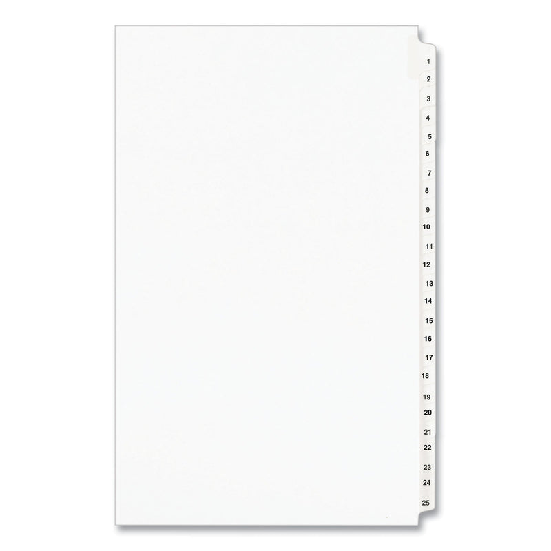 Avery Preprinted Legal Exhibit Side Tab Index Dividers, Avery Style, 25-Tab, 1 to 25, 14 x 8.5, White, 1 Set, (1430)