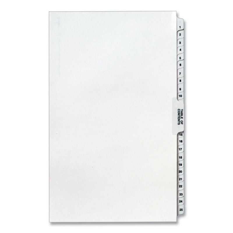 Avery Preprinted Legal Exhibit Side Tab Index Dividers, Avery Style, 26-Tab, 1 to 25, 14 x 8.5, White, 1 Set