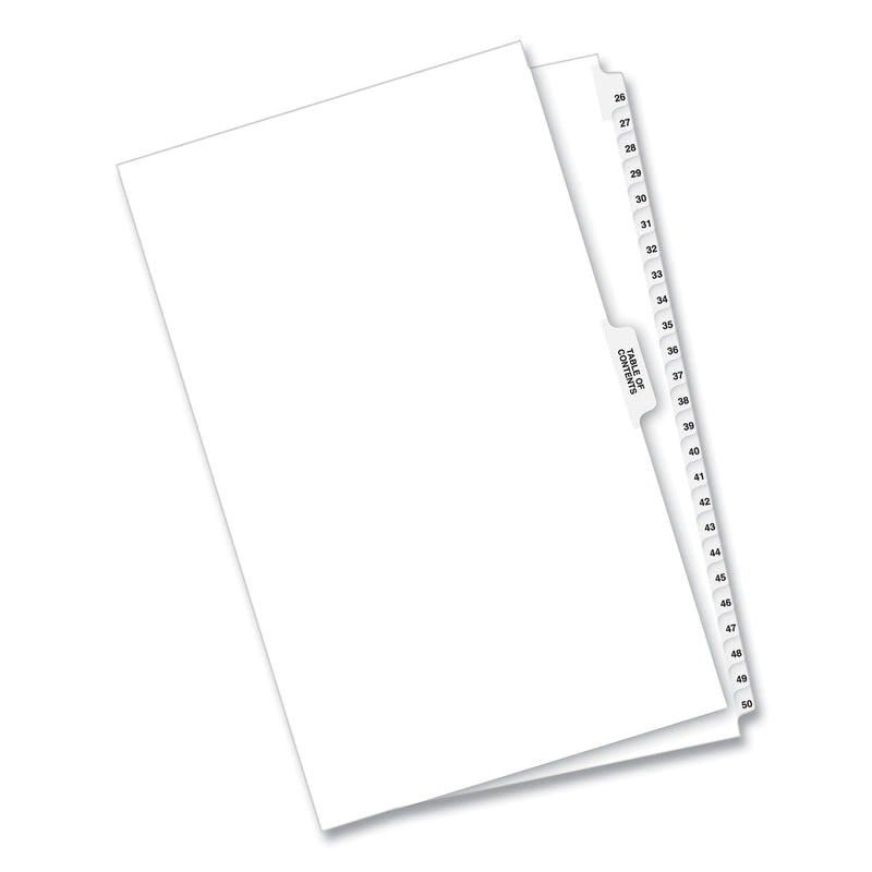 Avery Preprinted Legal Exhibit Side Tab Index Dividers, Avery Style, 26-Tab, 26 to 50, 14 x 8.5, White, 1 Set