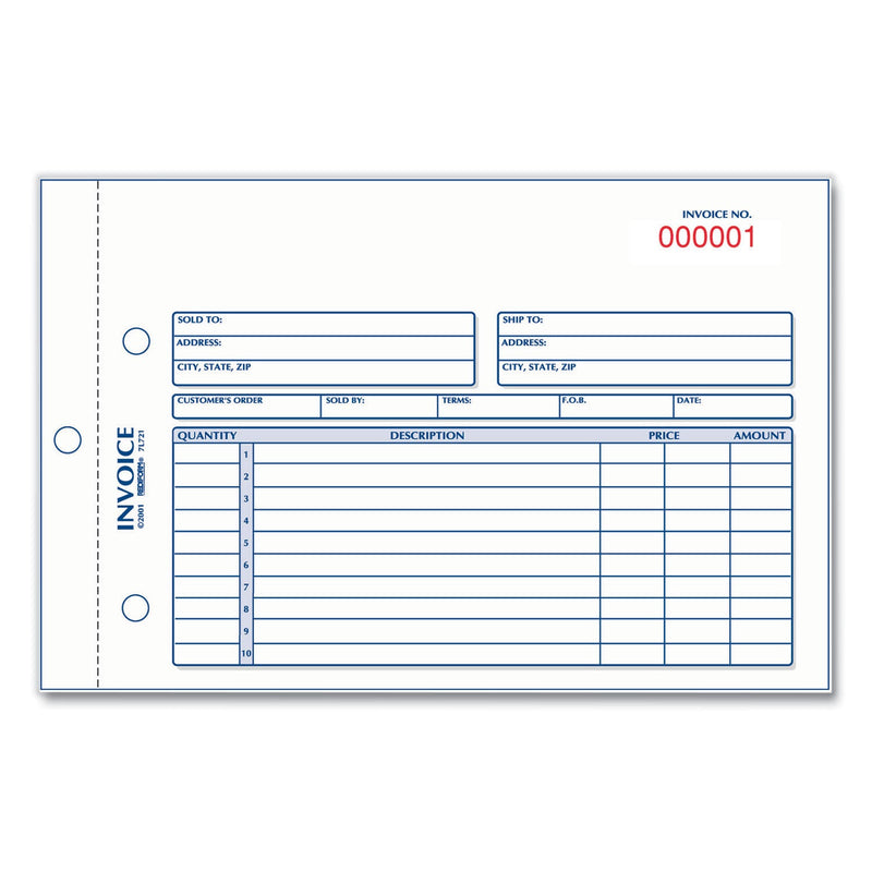 Rediform Invoice Book, Two-Part Carbonless, 5.5 x 7.88, 1/Page, 50 Forms