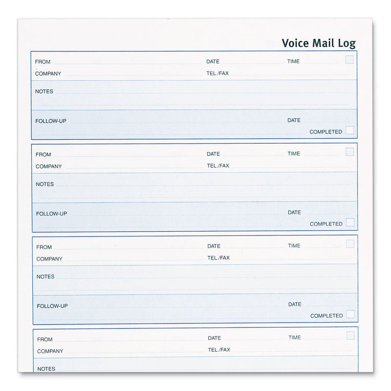 Rediform Voice Mail Wirebound Log Books, 8 x 10.63, 5/Page, 500 Forms