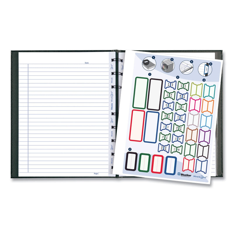 Blueline MiracleBind Notebook, 1 Subject, Medium/College Rule, Black Cover, 9.25 x 7.25, 75 Sheets