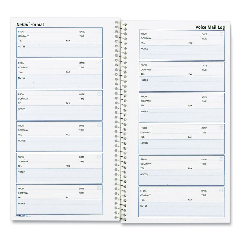 Rediform Voice Mail Wirebound Log Books, 5.63 x 10.63, 6/Page, 600 Forms
