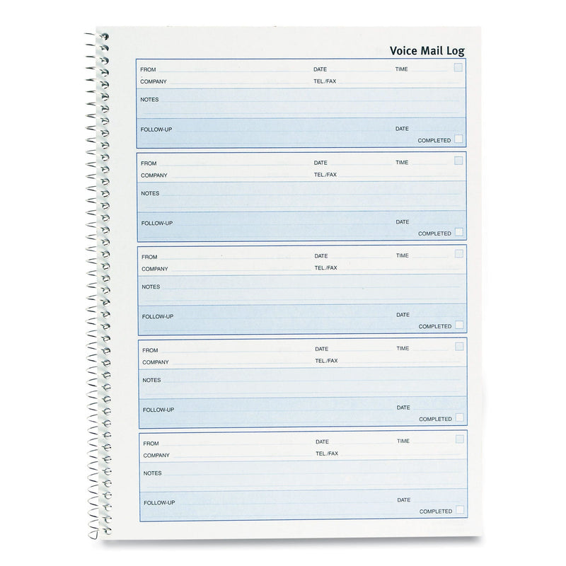Rediform Voice Mail Wirebound Log Books, 8 x 10.63, 5/Page, 500 Forms