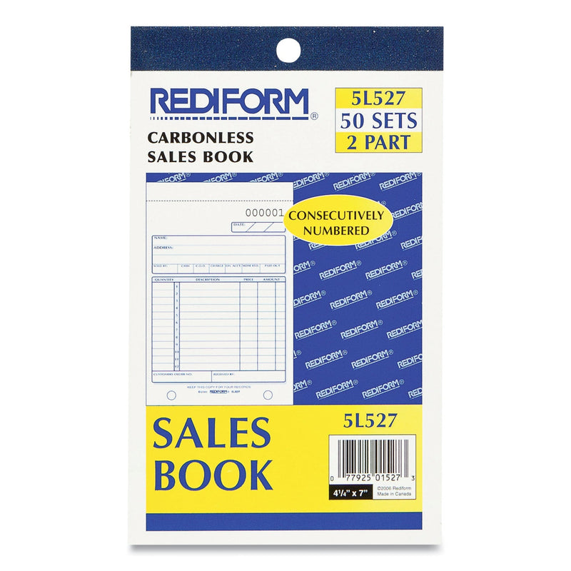 Rediform Sales Book, Two-Part Carbonless, 4.25 x 6.38, 1/Page, 50 Forms