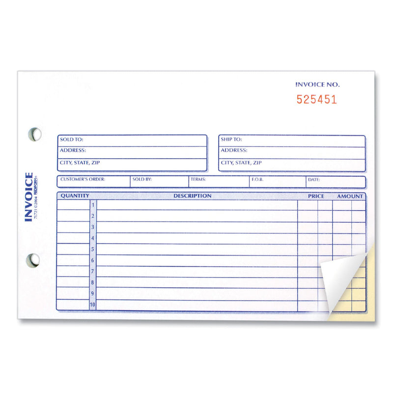 Rediform Invoice Book, Two-Part Carbonless, 5.5 x 7.88, 1/Page, 50 Forms