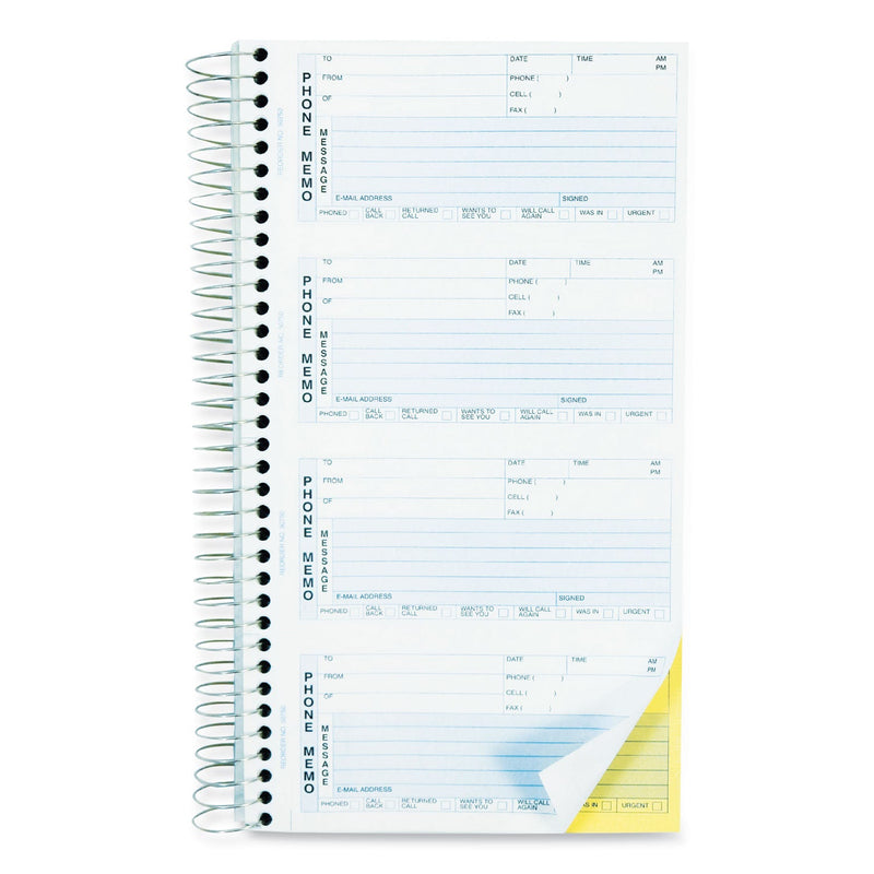 Rediform Self-Stick Telephone Message Book, Two-Part Carbonless, 5.5 x 2.75, 4/Page, 400 Forms