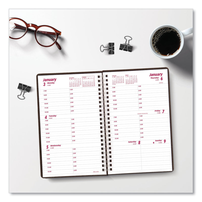 Brownline DuraFlex Weekly Planner, 8 x 5, Black Cover, 12-Month (Jan to Dec): 2023