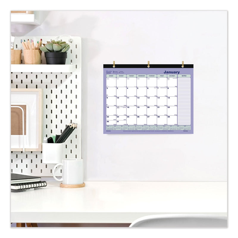 Brownline Monthly Desk Pad Calendar, 11 x 8.5, White/Blue/Green Sheets, Black Binding, 12-Month (Jan to Dec): 2023