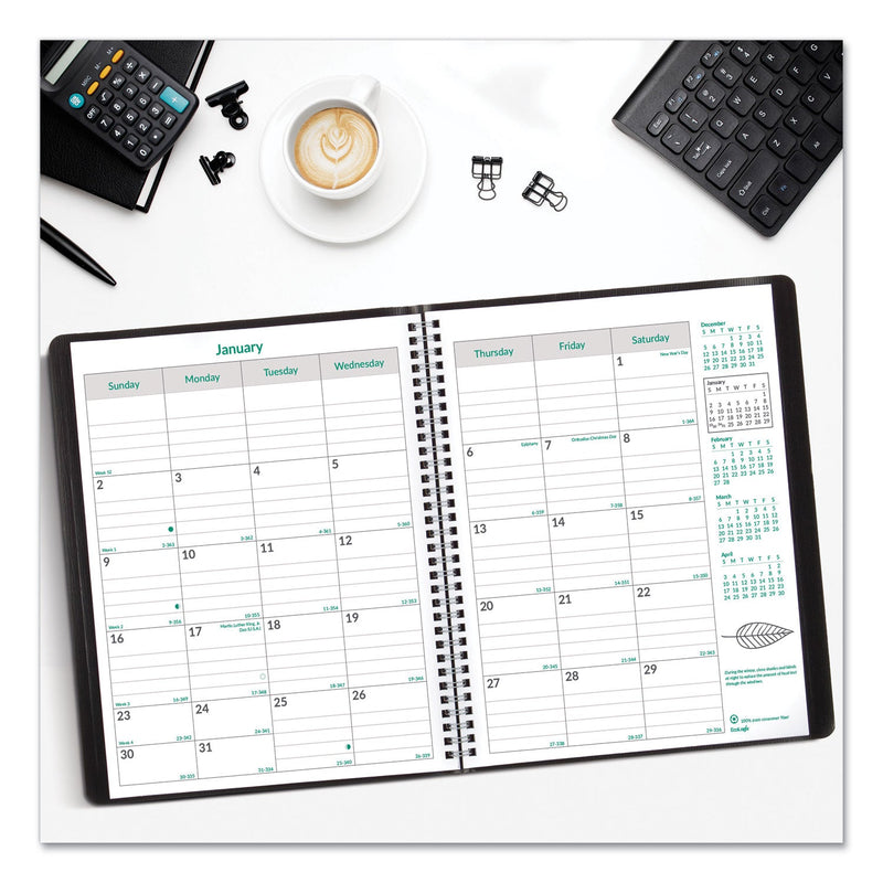 Brownline EcoLogix Recycled Monthly Planner, EcoLogix Artwork, 11 x 8.5, Black Cover, 14-Month (Dec to Jan): 2022 to 2024