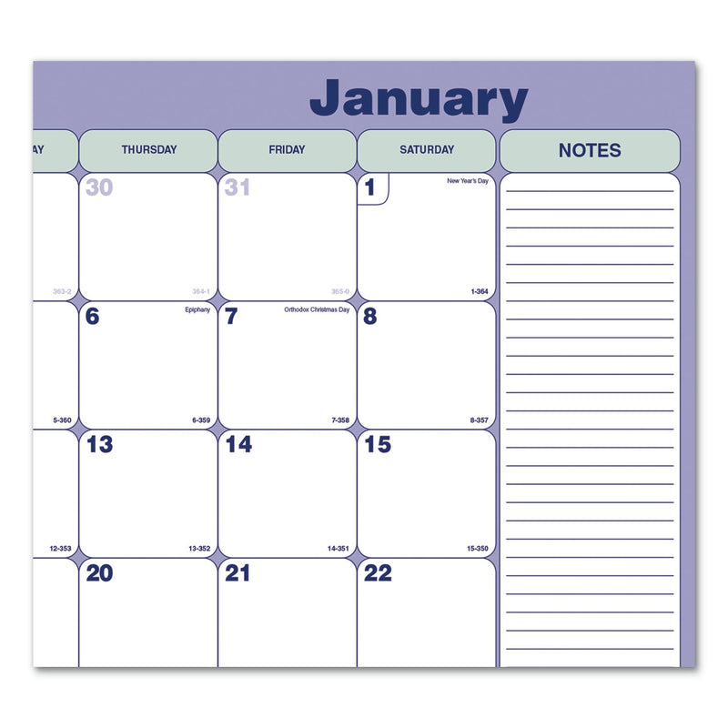 Blueline Monthly Desk Pad Calendar, 21.25 x 16, White/Blue/Green Sheets, Black Binding, Black Corners, 12-Month (Jan to Dec): 2023