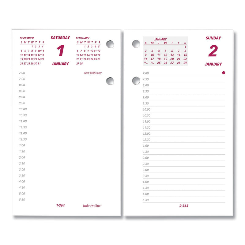 Brownline Daily Calendar Pad Refill, 6 x 3.5, White/Burgundy/Gray Sheets, 2023