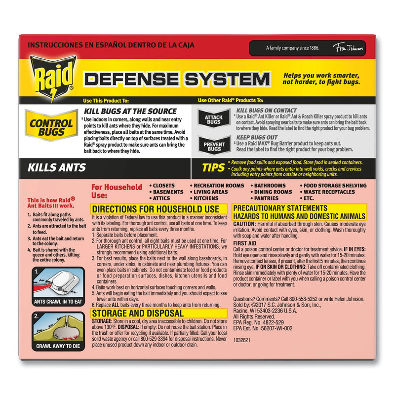 Raid Ant Baits, 0.24 oz, 8/Box, 12 Boxes/Carton