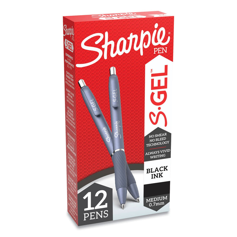 Sharpie S-Gel Fashion Barrel Gel Pen, Retractable, Medium 0.7 mm, Black Ink, Frost Blue Barrel, Dozen