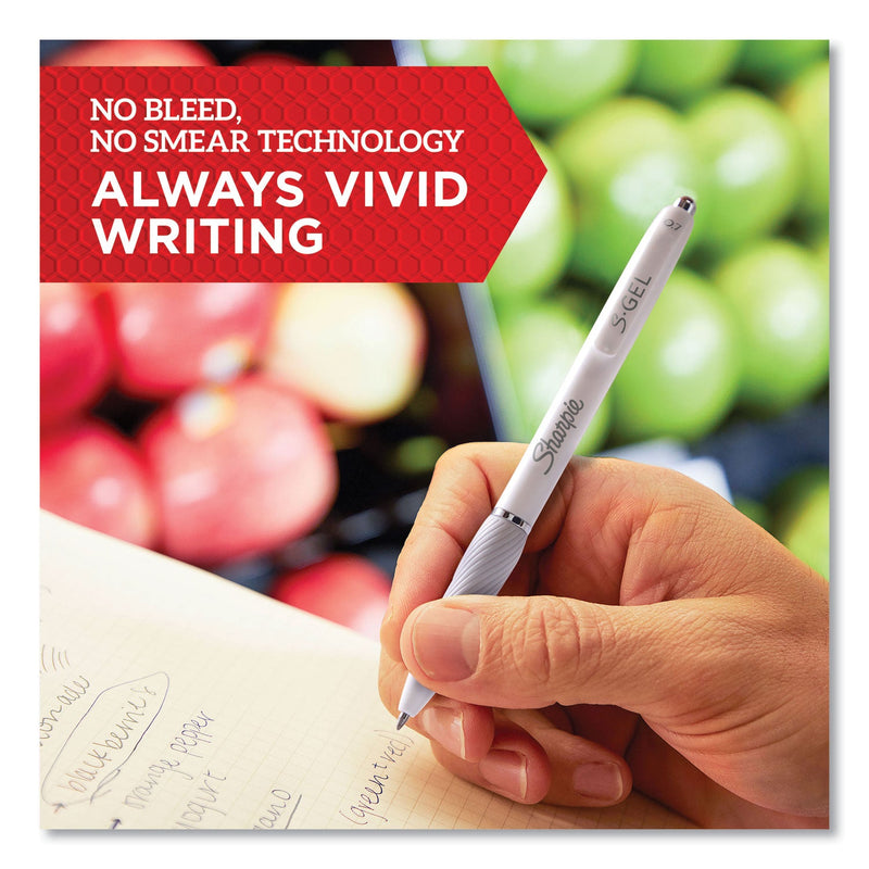 Sharpie S-Gel Fashion Barrel Gel Pen, Retractable, Medium 0.7 mm, Black Ink, Frost Blue Barrel, Dozen