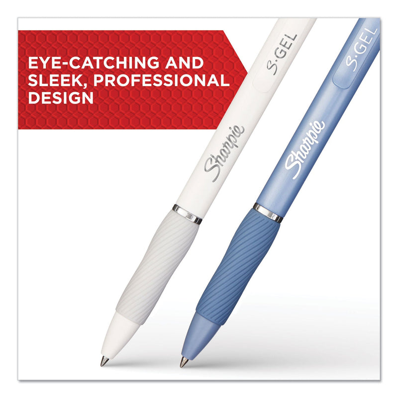 Sharpie S-Gel Fashion Barrel Gel Pen, Retractable, Medium 0.7 mm, Black Ink, Frost Blue Barrel, Dozen