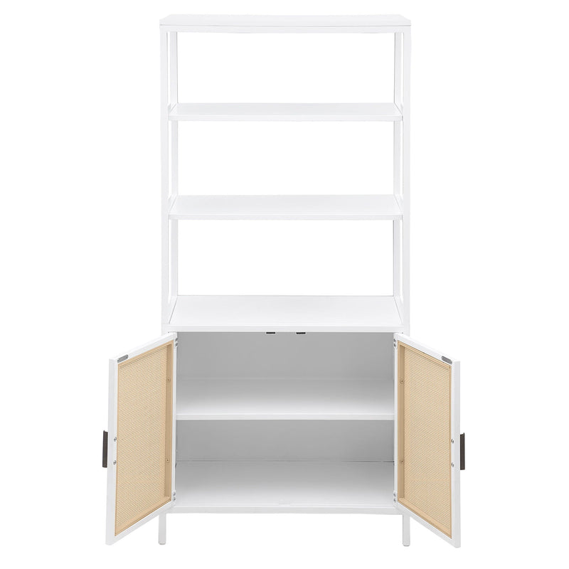 Amherst 3-shelf Radio Weave Cane Metal Accent Cabinet White