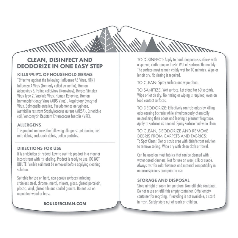 Boulder Clean Disinfectant Cleaner, Lemon Scent, 128 oz Bottle