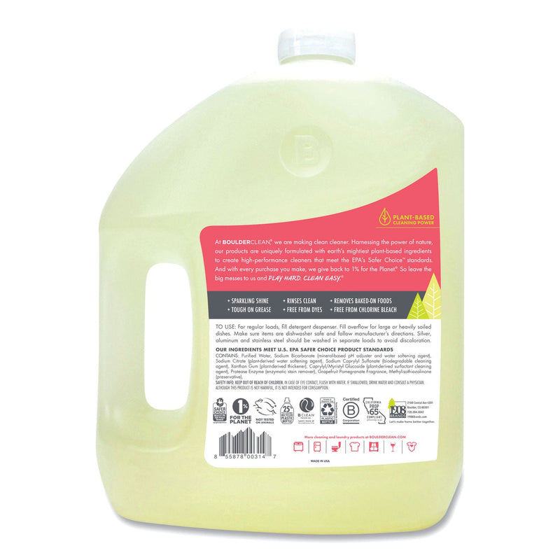 Boulder Clean Dishwasher Detergent, Grapefruit Pomegranate, 100 oz Bottle, 4/Carton