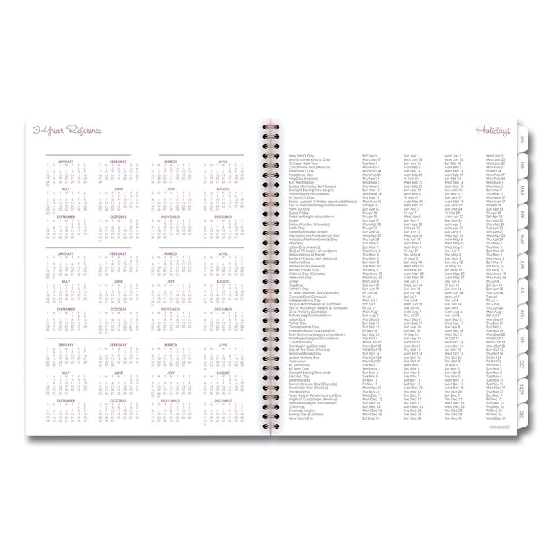 Cambridge Mina Weekly/Monthly Planner, Main Floral Artwork, 11 x 8.5, White/Violet/Peach Cover, 12-Month (Jan to Dec): 2023