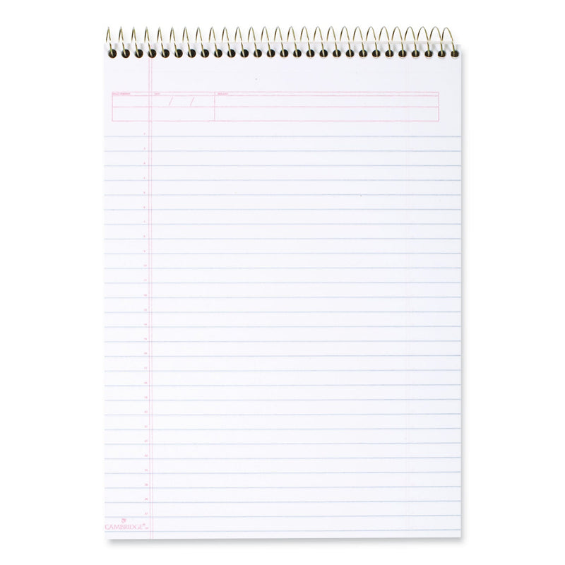 Cambridge Stiff-Back Wire Bound Pad, Wide/Legal Rule, Numbered (1-28 Front, 29-56 Back), Black/Blue Cover, 70 White 8.5 x 11.5 Sheets