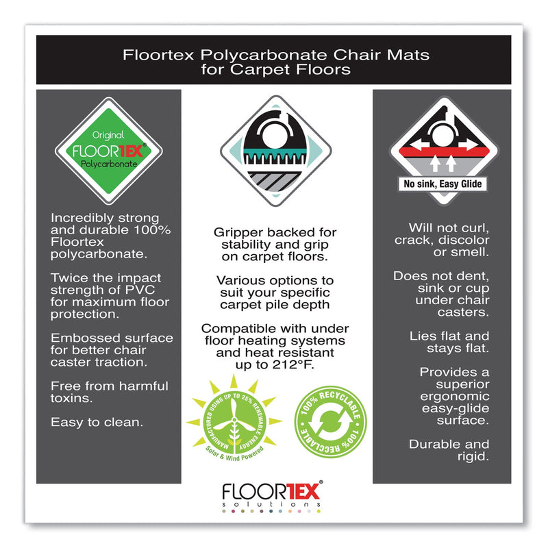 Floortex Cleartex Ultimat XXL Polycarbonate Chair Mat for Hard Floors, 60 x 79, Clear