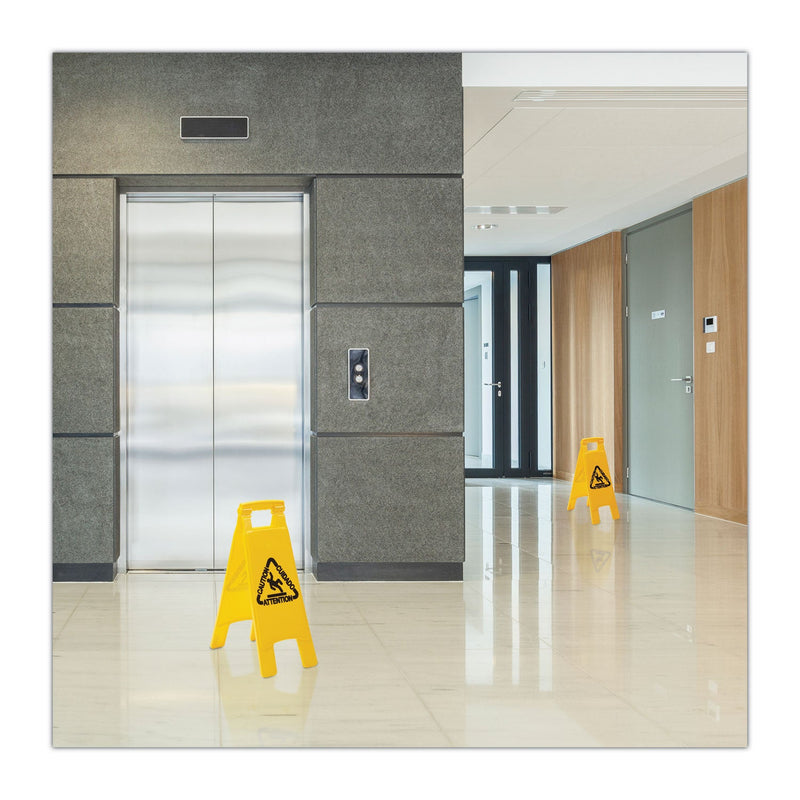 Boardwalk Site Safety Wet Floor Sign, 2-Sided, 10 x 2 x 26, Yellow