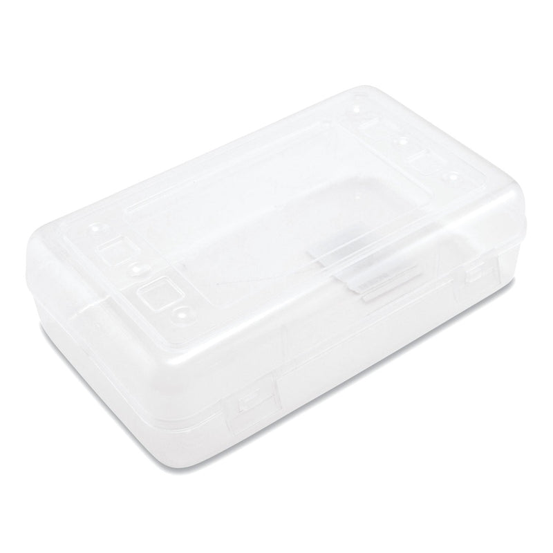 Advantus Gem Polypropylene Pencil Box with Lid, Polypropylene, 8.5 x 5.25 x 2.5, Clear