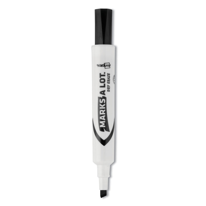 Avery MARKS A LOT Desk-Style Dry Erase Marker, Broad Chisel Tip, Black, Dozen (24408)