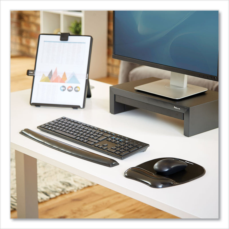 Fellowes Gel Crystals Keyboard Wrist Rest, 18.5 x 2.25, Black