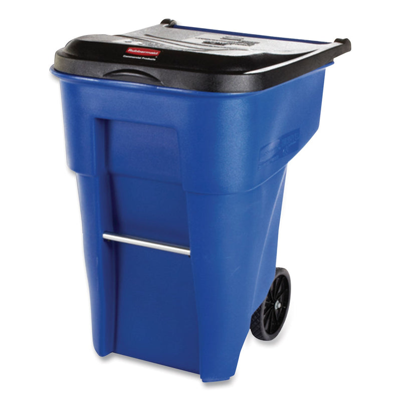 Rubbermaid Brute Rollout Container, Square, Plastic, 50 gal, Blue