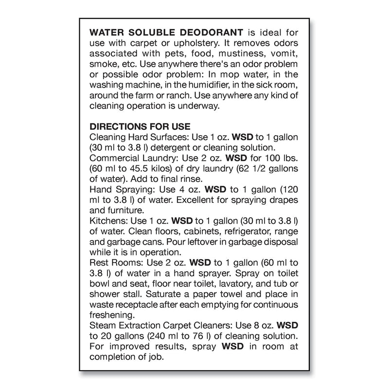 Big D Industries Water-Soluble Deodorant, Lemon Scent, 1 gal Bottle, 4/Carton