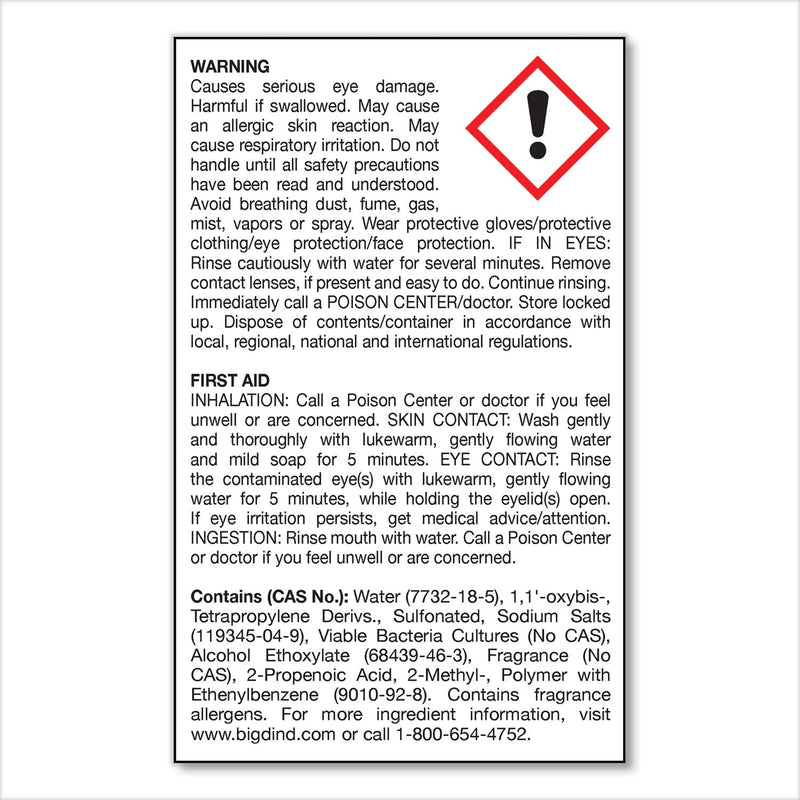 Big D Industries Enzym D Digester Deodorant, Mint, 32 oz Bottle, 12/Carton