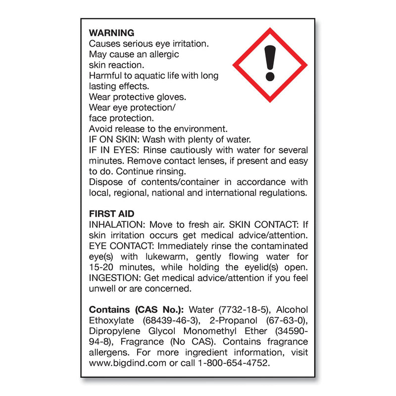 Big D Industries Water-Soluble Deodorant, Mountain Air, 32 oz Bottle, 12/Carton