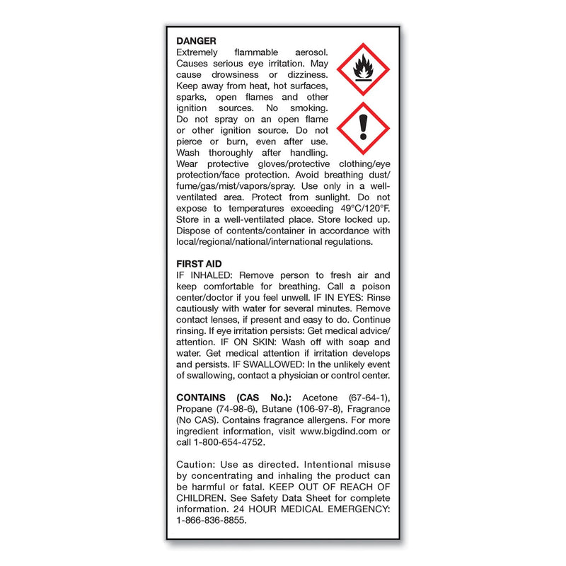 Big D Industries Odor Control Fogger, Mountain Air Scent, 5 oz Aerosol Spray, 12/Carton