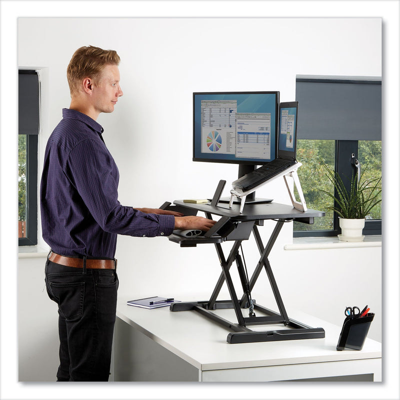 Fellowes Corsivo Sit-Stand Workstation, 31.5" x 24.25" x 16", Black