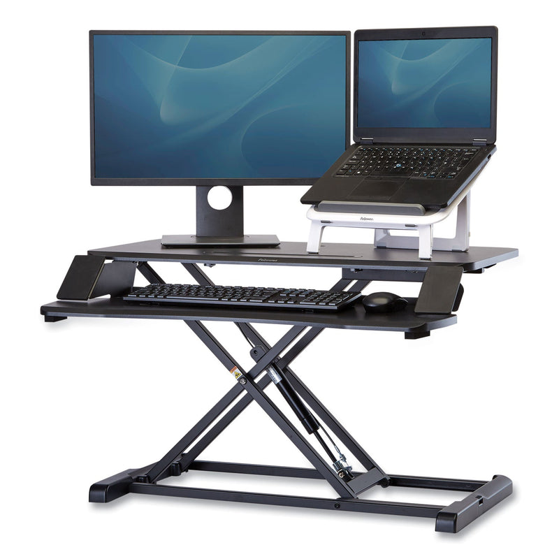 Fellowes Corsivo Sit-Stand Workstation, 31.5" x 24.25" x 16", Black