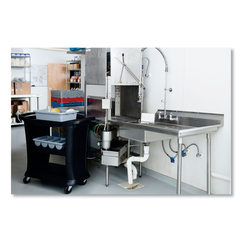 Rubbermaid Cutlery Bin, 4 Compartments, Plastic, 11.5 x 21.25 x 3.75, Plastic, Gray