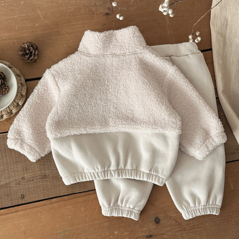 Baby And Toddler Lambswool Stand-up Collar Half-zip Sweater