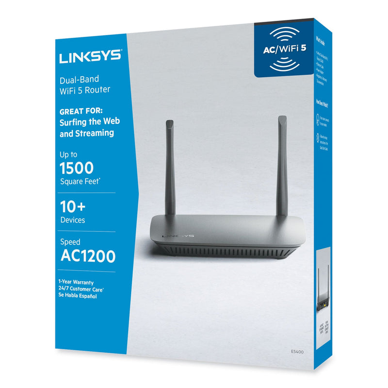 LINKSYS AC1200 Wi-Fi Router, 5 Ports, Dual-Band 2.4 GHz/5 GHz