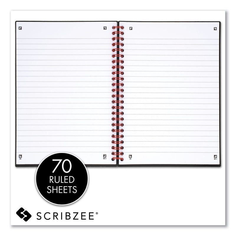 Black n' Red Flexible Cover Twinwire Notebook, SCRIBZEE Compatible, 1 Subject, Wide/Legal Rule, Black Cover, 8.25 x 5.63, 70 Sheets