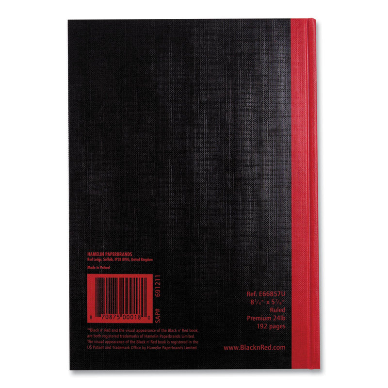 Black n' Red Hardcover Casebound Notebook, SCRIBZEE Compatible, 1 Subject, Wide/Legal Rule, Black Cover, 8.25 x 5.63, 96 Sheets