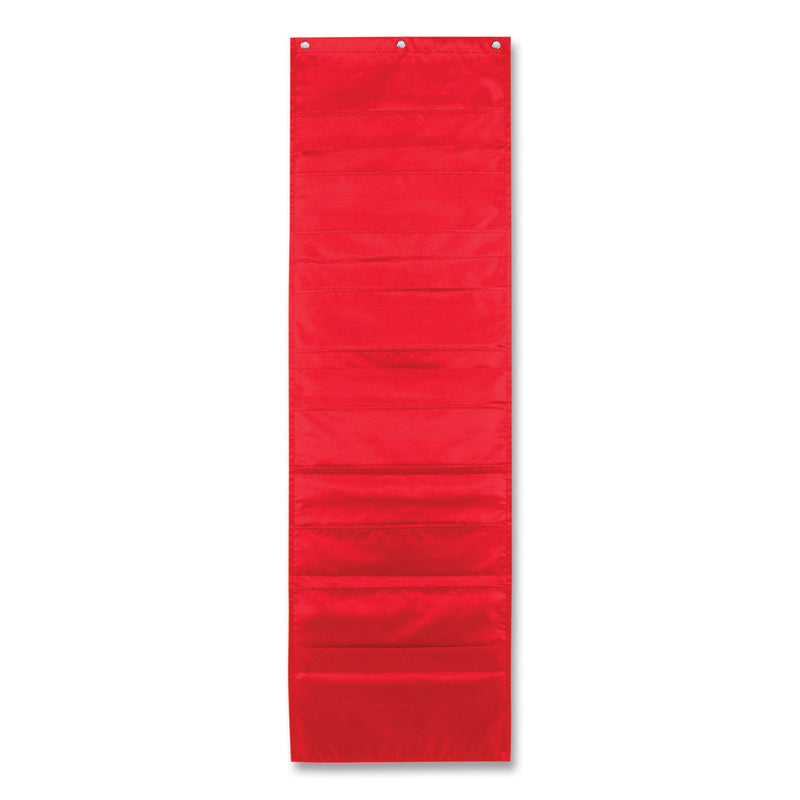 Carson-Dellosa Education Storage Pocket Chart, 10 Pockets, Hanger Grommets, 14 x 47, Red